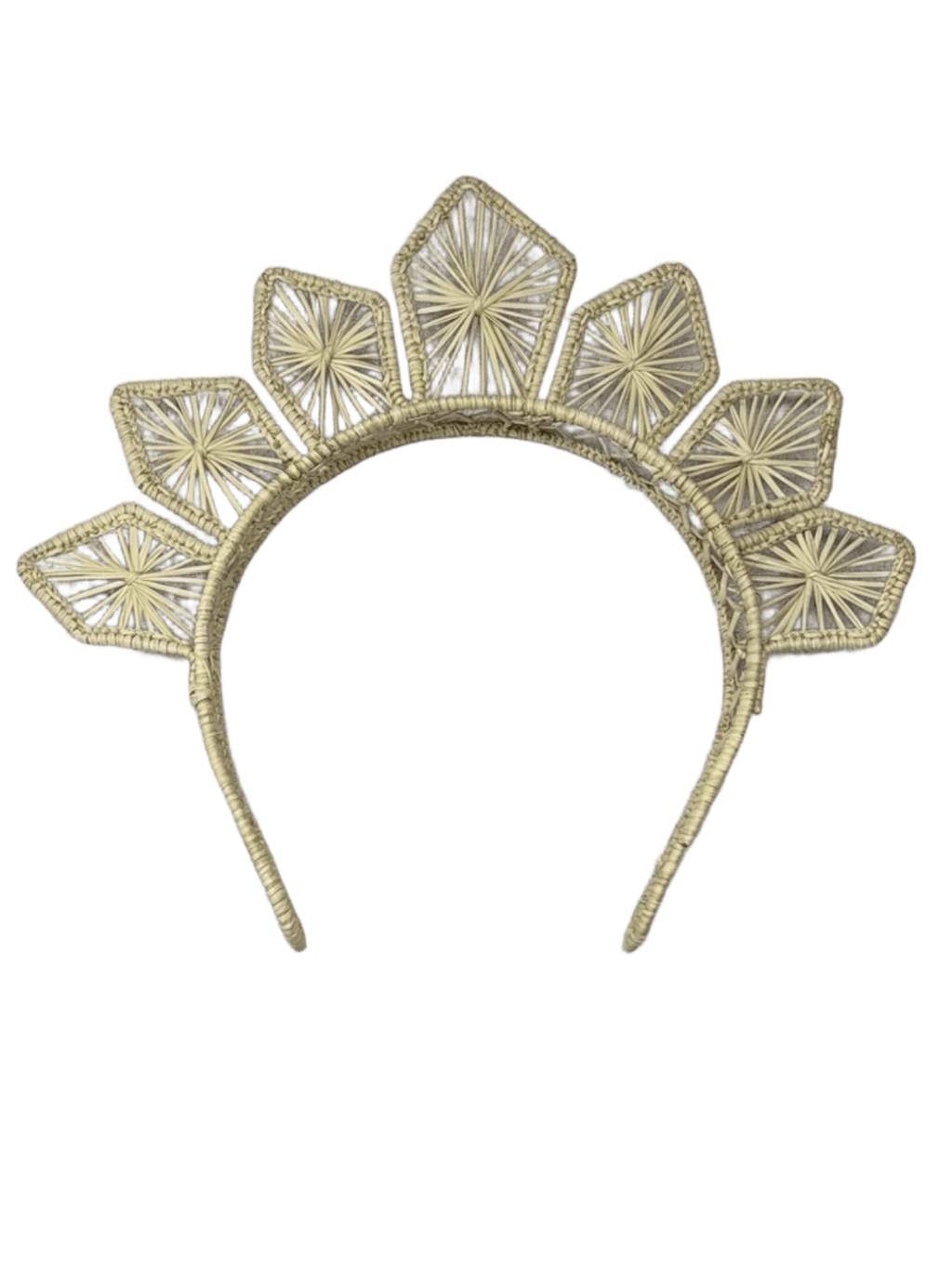 Diadema elaborado en palma de iraca con figuras en la parte superior