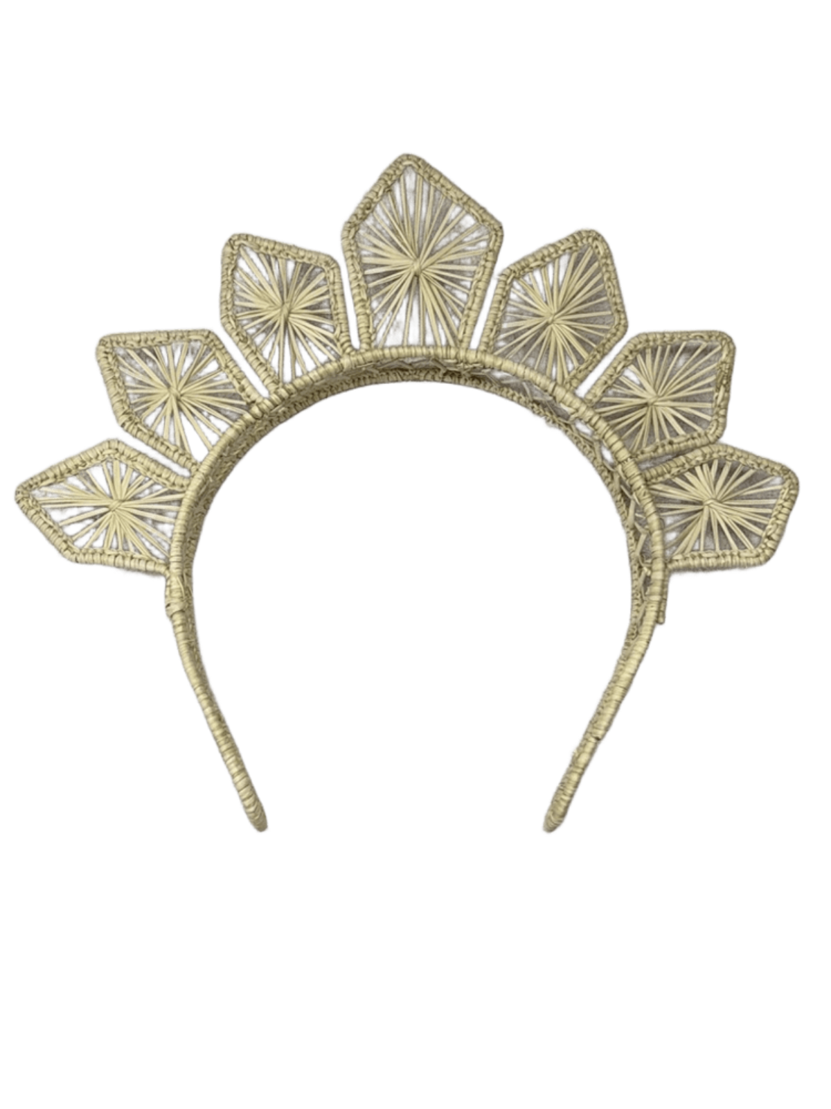 Diadema elaborado en palma de iraca con figuras en la parte superior