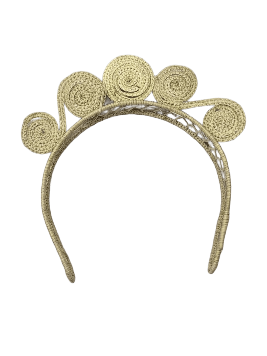 Diadema elaborado en palma de iraca con figuras en la parte superior
