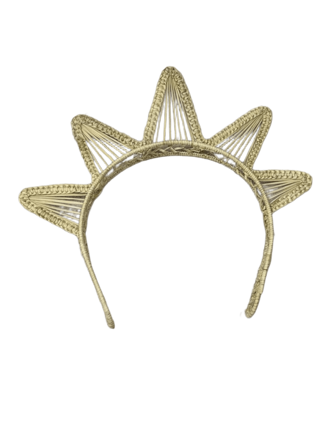 Diadema elaborado en palma de iraca con figuras en la parte superior