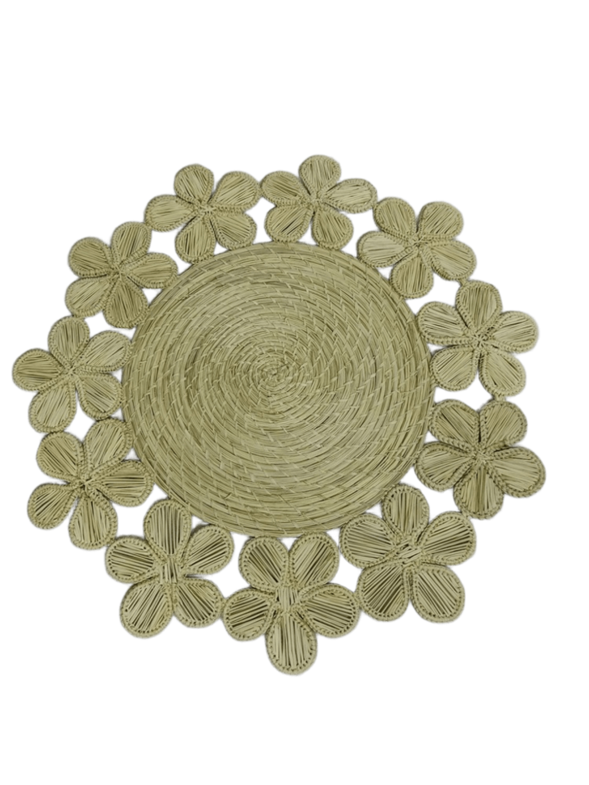 Individual elaborado en palma de iraca con forma de flor color beige