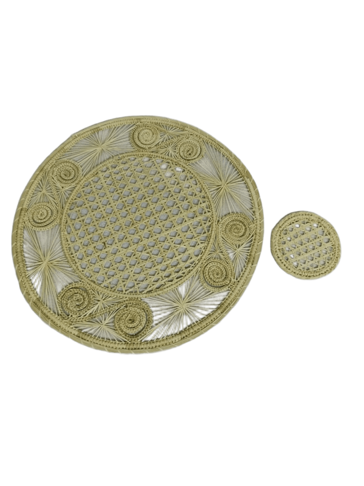 Individual con portavaso elaboradol en palma de iraca color beige