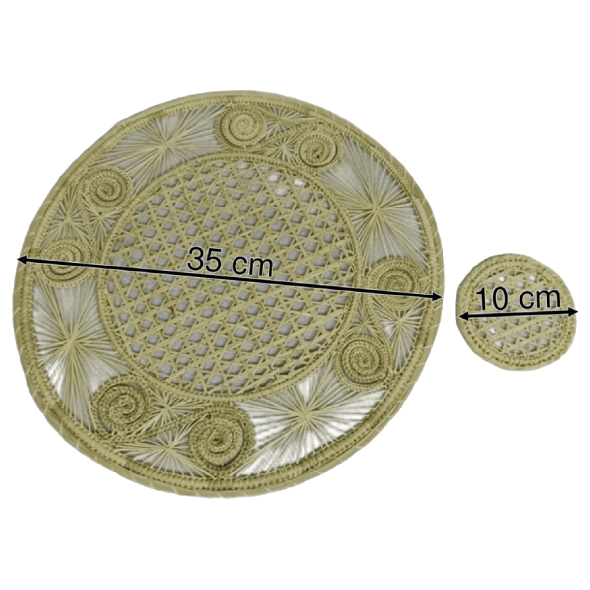 Individual con portavaso elaboradol en palma de iraca color beige