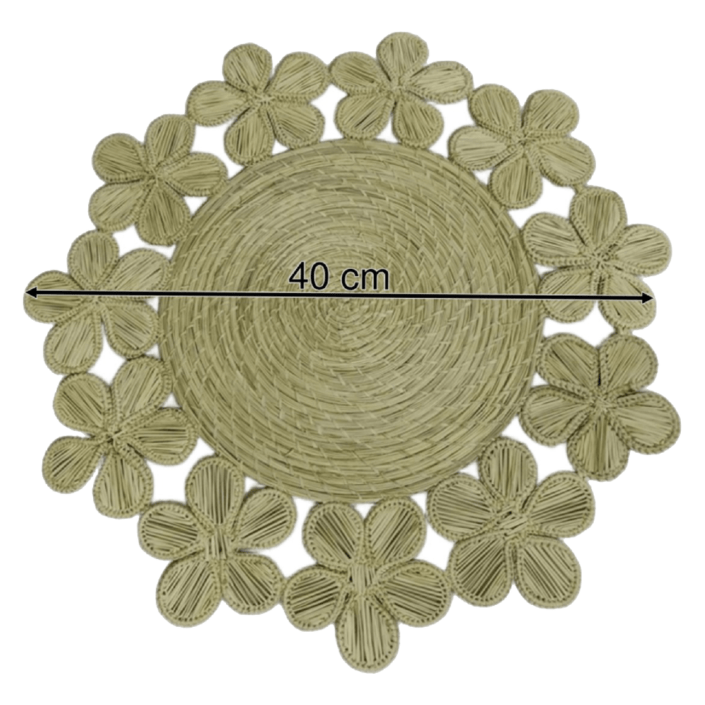 Individual elaborado en palma de iraca con forma de flor color beige