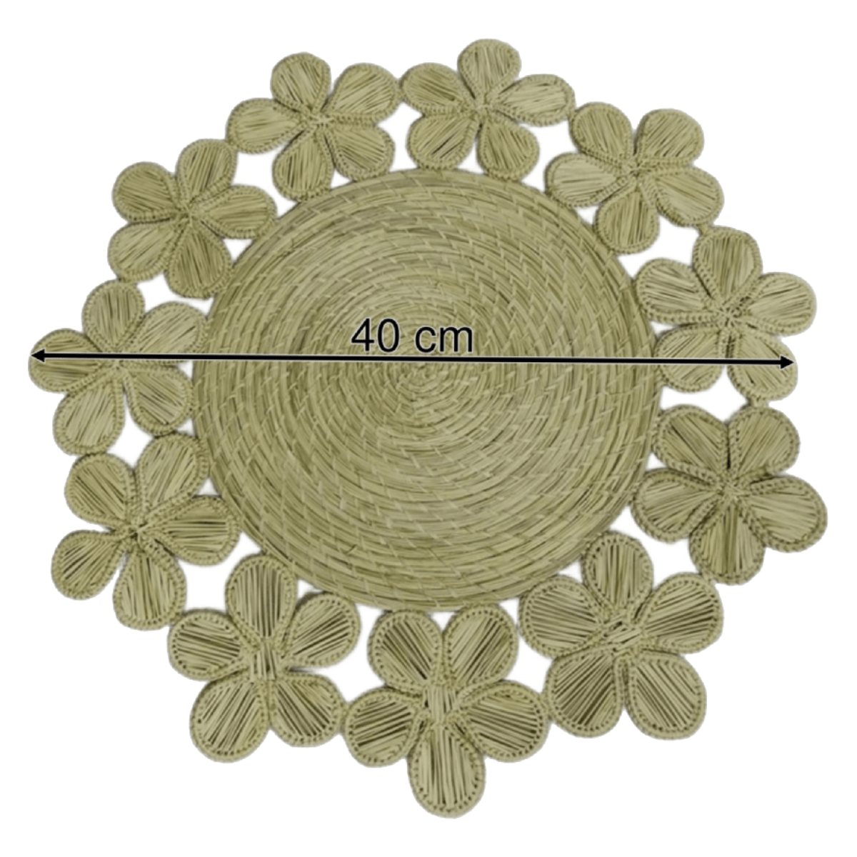 Individual elaborado en palma de iraca con forma de flor color beige