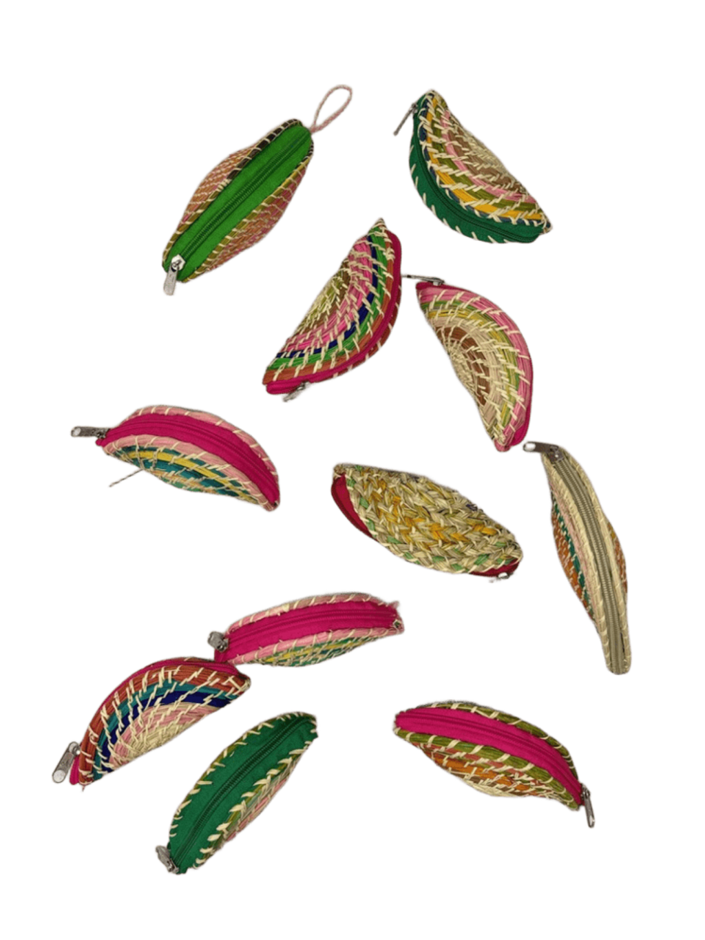 Monederos elaborados en palma de iraca coloridos