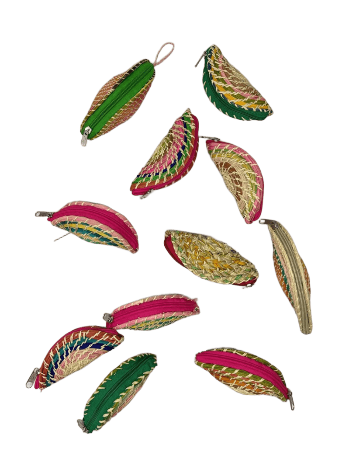 Monederos elaborados en palma de iraca coloridos