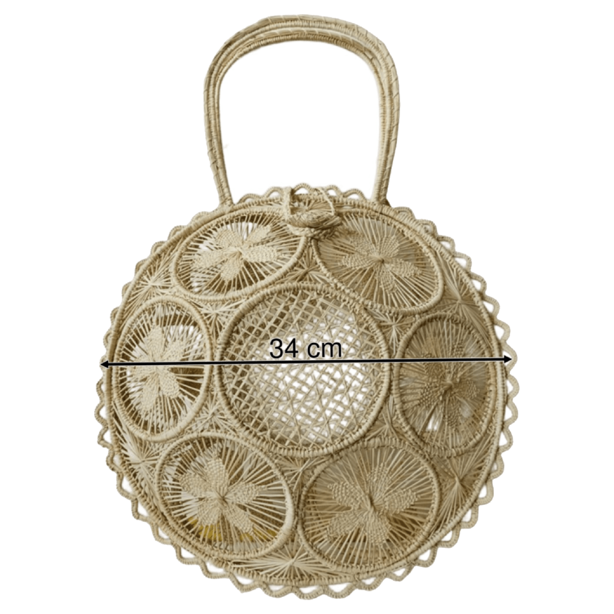 Bolso elaborado en palma de iraca tipo panera color beige
