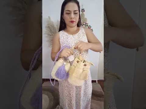 Mini mochila natural borla rosa con lazo