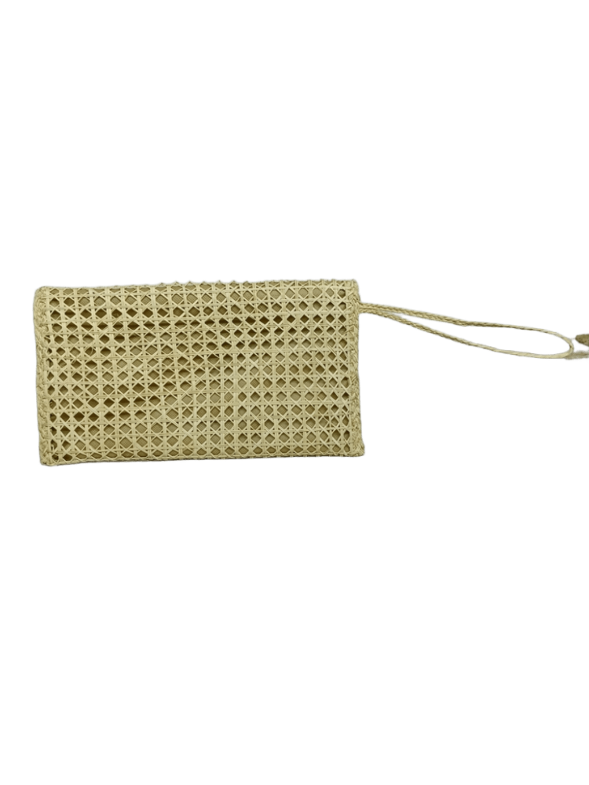 Sobre grande de espaldas elaborado en palma de iraca con tejido tipo mimbre color beige