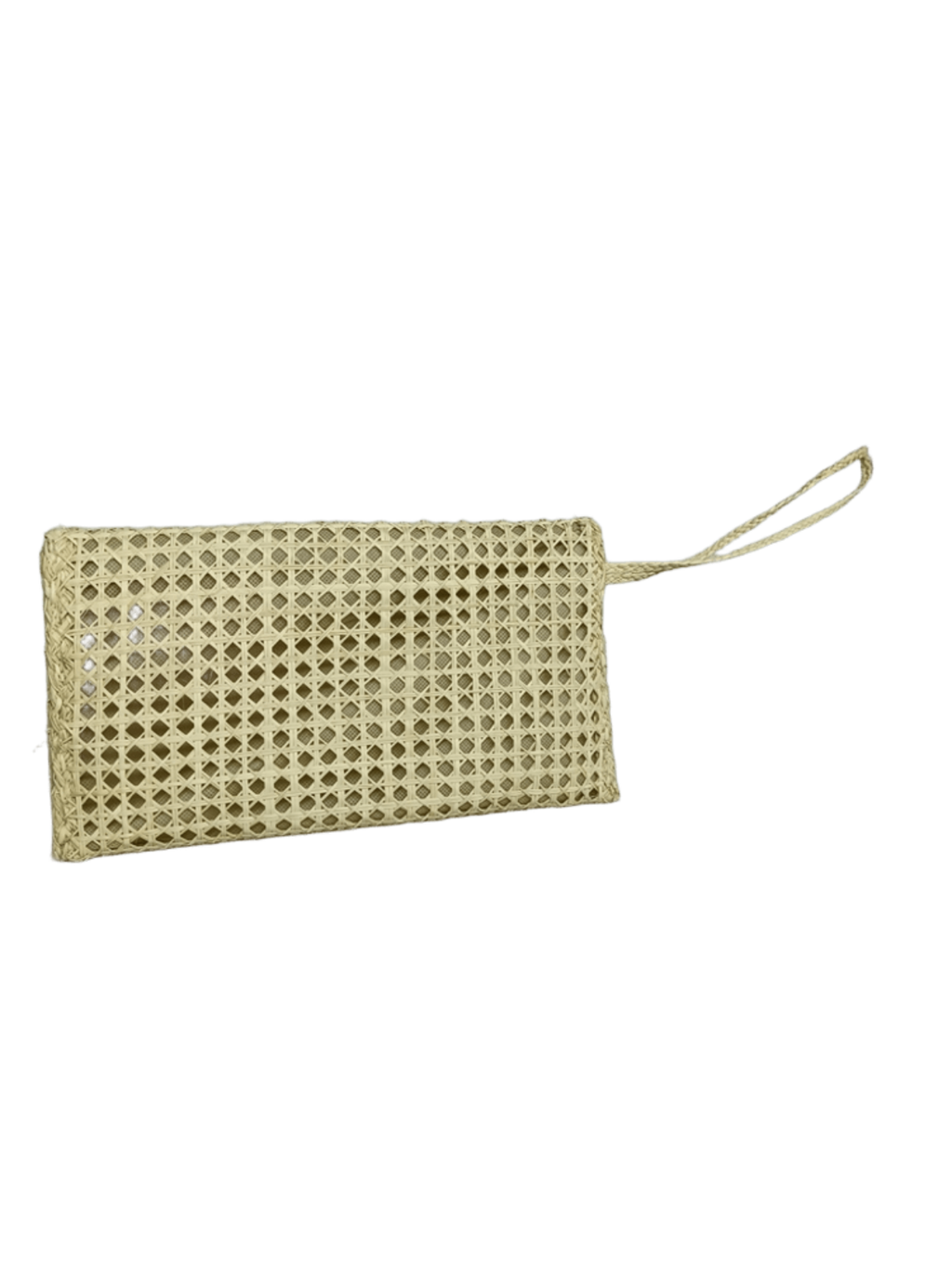Sobre grande de espalda elaborado en palma de iraca con tejido tipo mimbre color beige