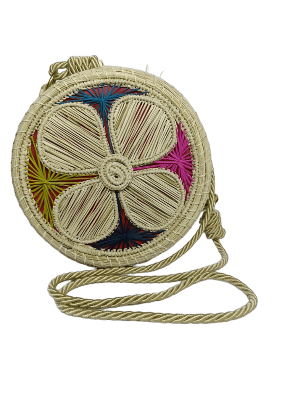 Yoyo elaborado en palma de iraca con figura colorido y lazo color beige