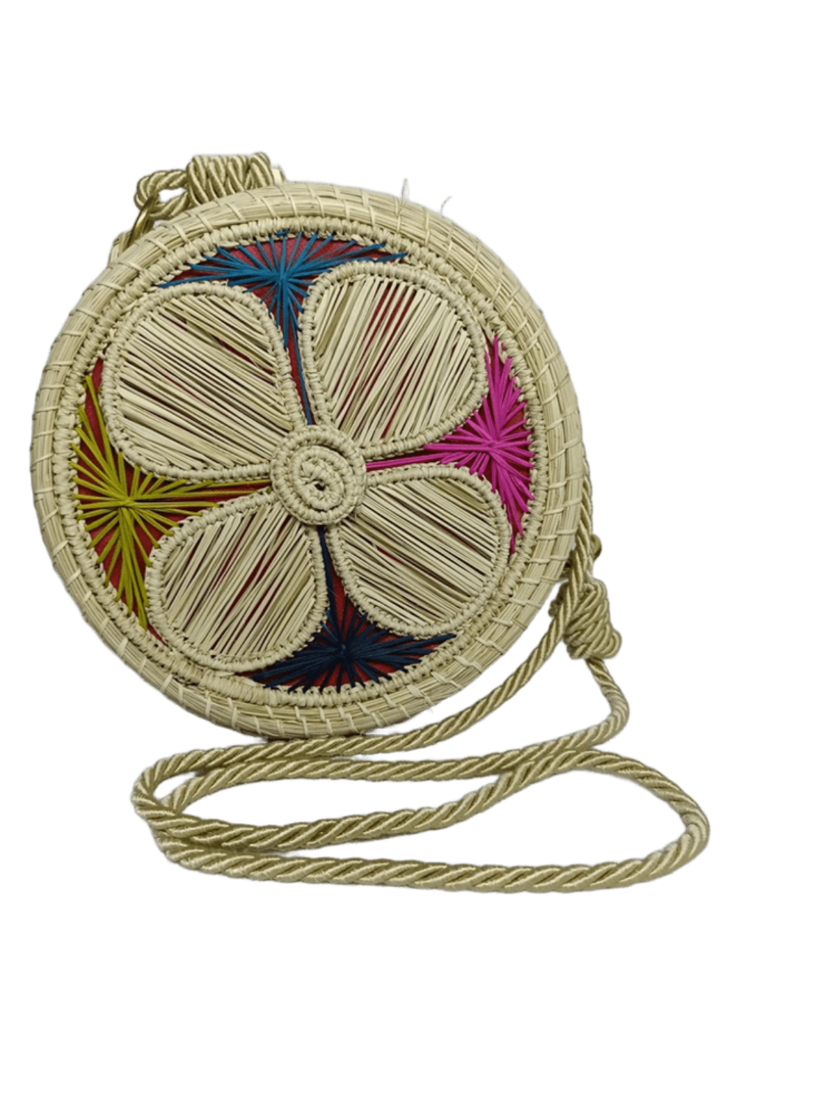 Yoyo elaborado en palma de iraca con figura colorido y lazo color beige