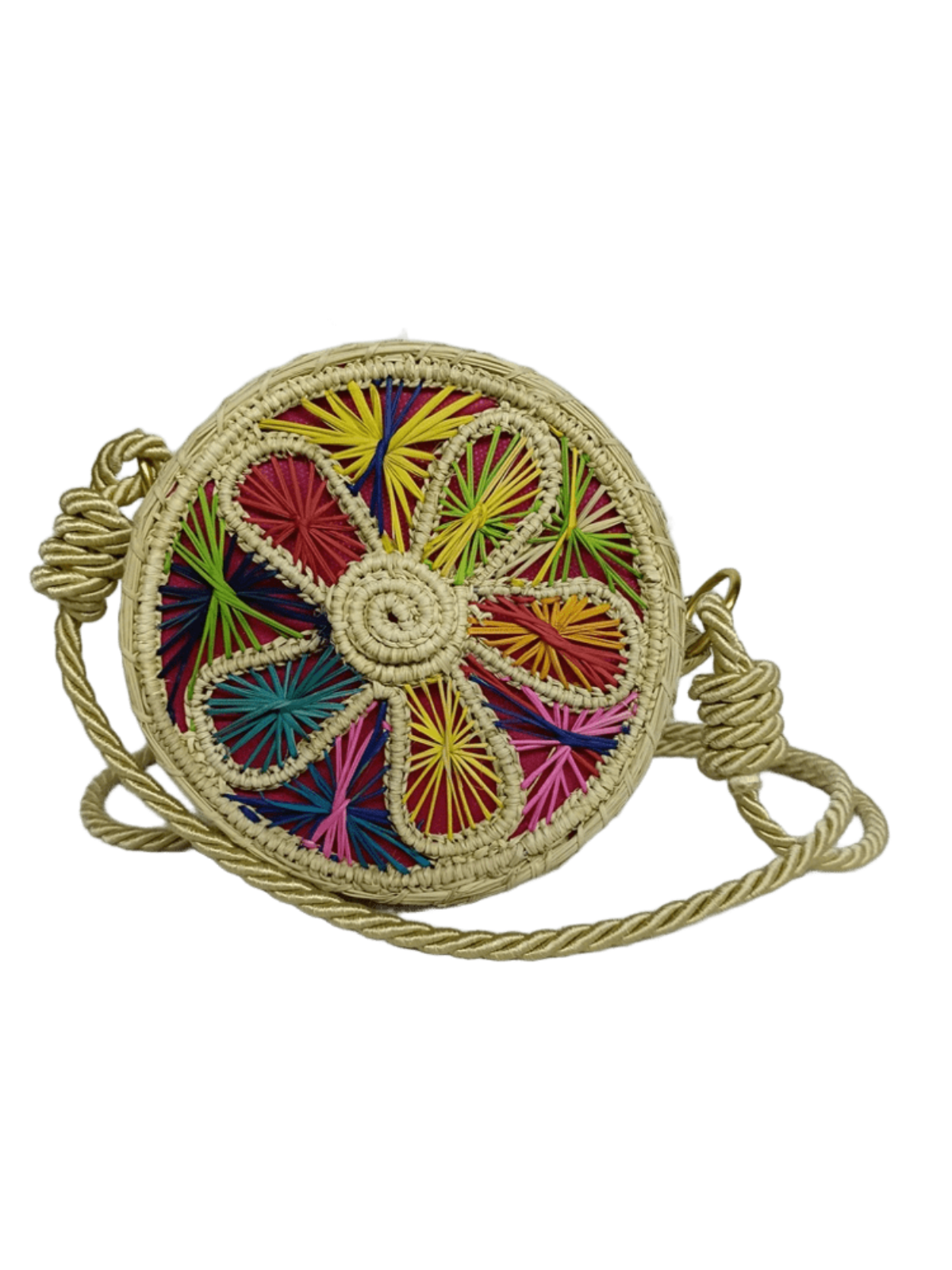 Yoyo elaborado en palma de iraca con figura colorido y lazo color beige