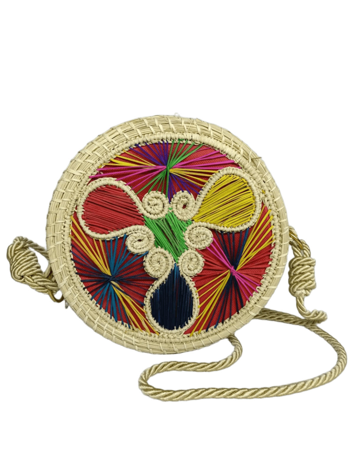Yoyo elaborado en palma de iraca con figura colorido y lazo color beige