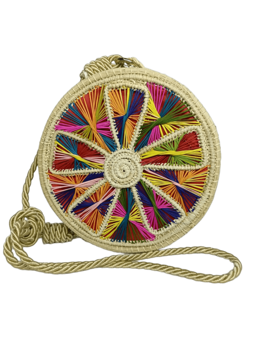 Yoyo elaborado en palma de iraca con figura colorido y lazo color beige