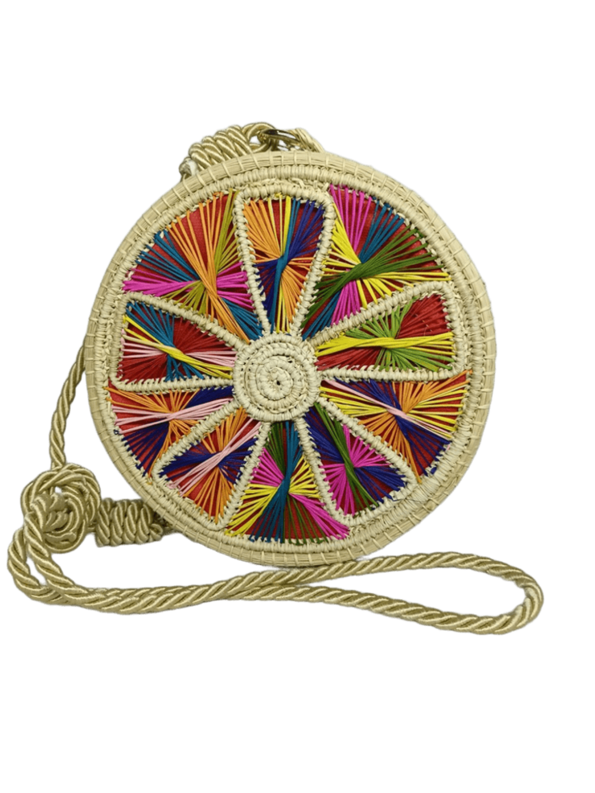 Yoyo elaborado en palma de iraca con figura colorido y lazo color beige